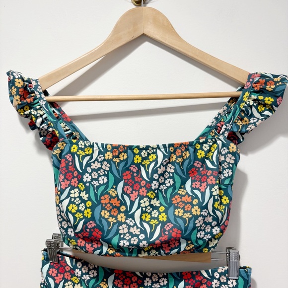 Albion Costa Floral Bikini Set Size Medium Bella Crop Top Size Large Bottoms - Picture 5 of 16